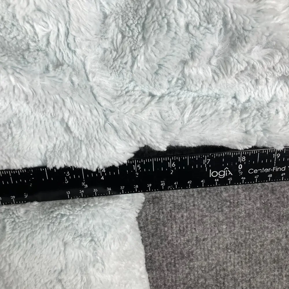 The‎ North Face Jacket Girls M Light Blue Fuzzy Hooded Full Zip